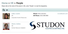Intranet site for Studon